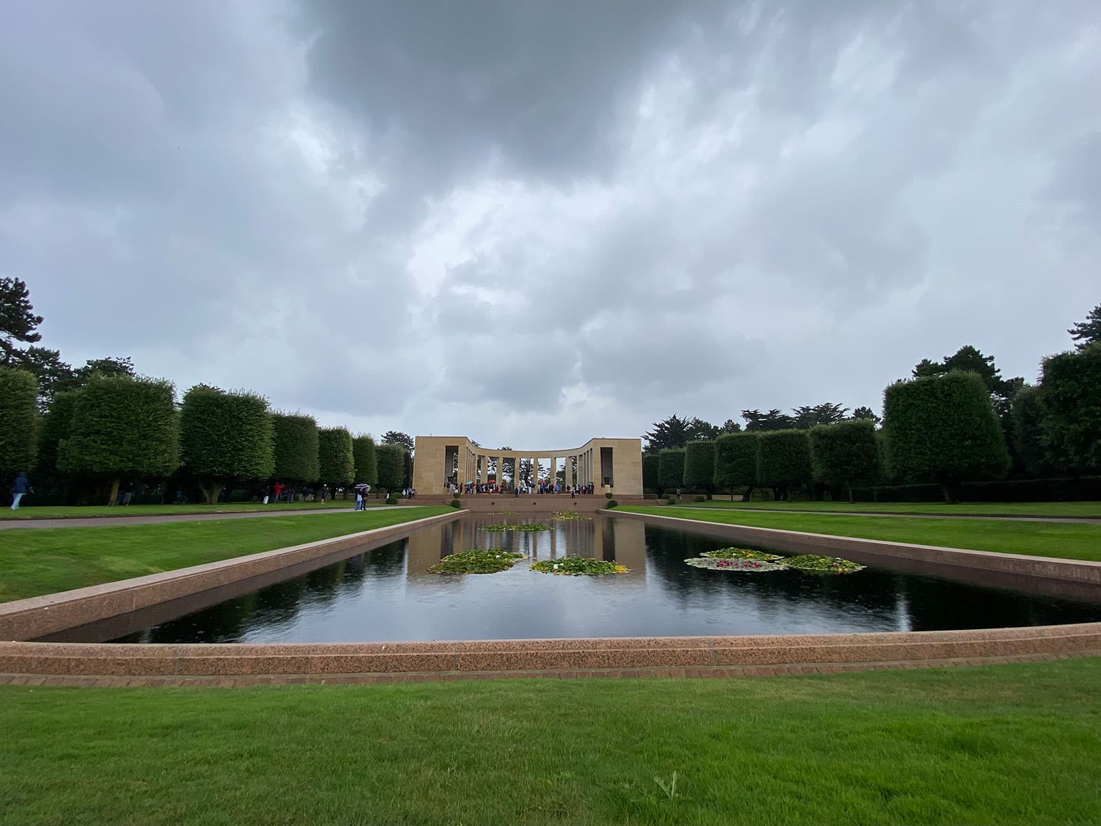 Normandy American Cemetery memorial and reflecting pool