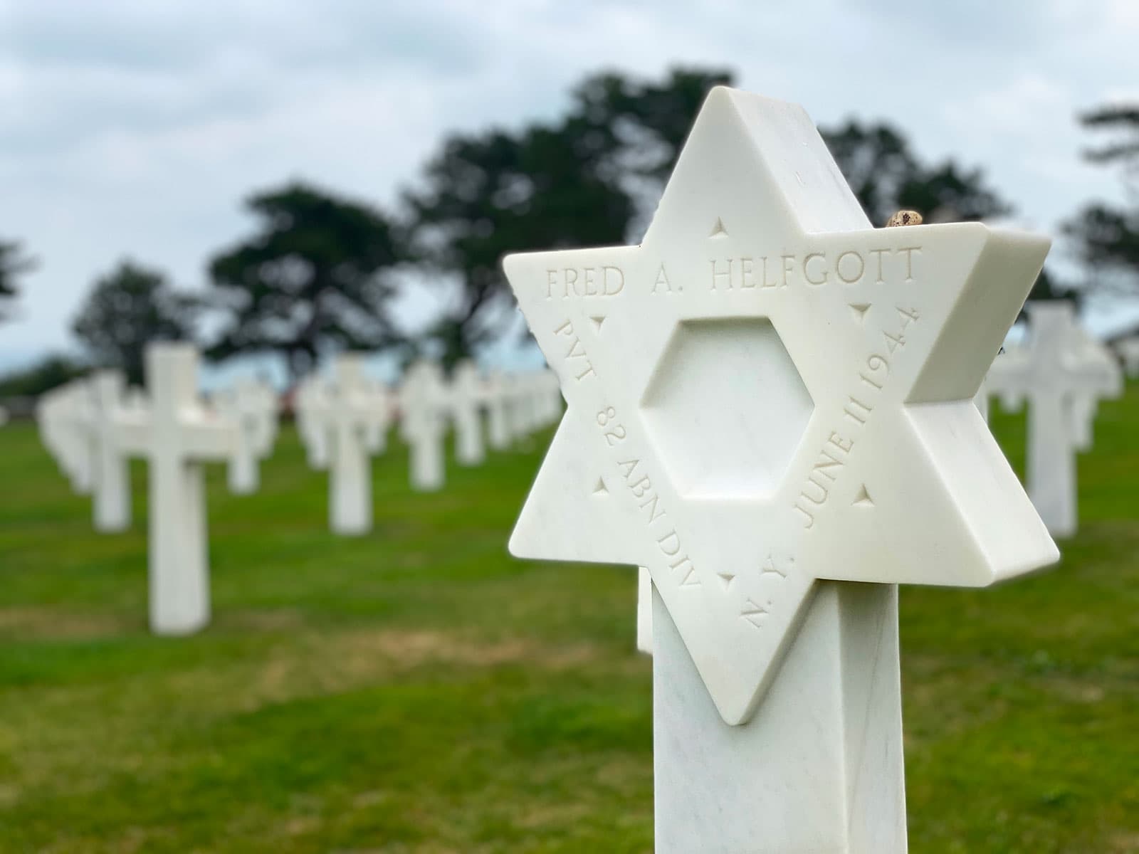 Star of David grave marker at the Normandy American Cemetery