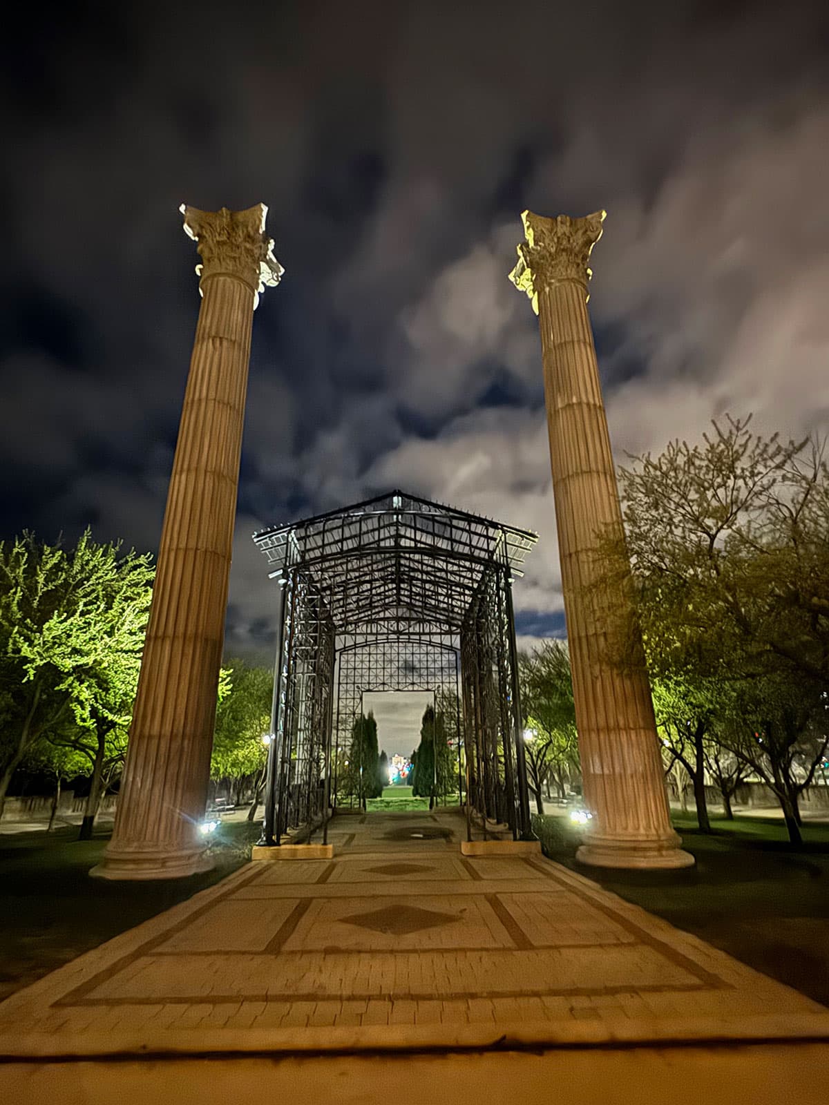 Corinthian columns at the Cancer Survivors' Garden