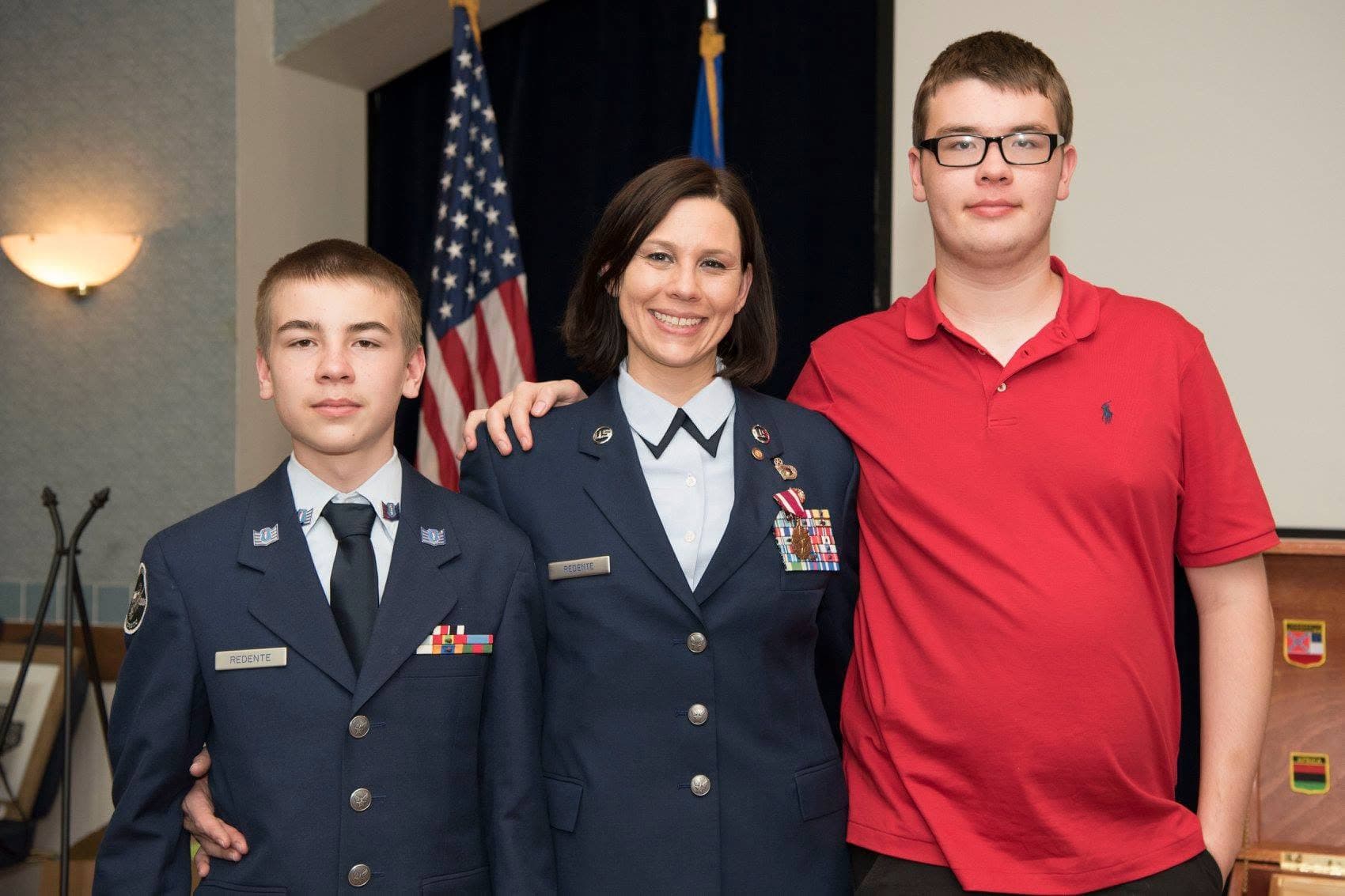 Jennifer at her retirement ceremony with her two sons